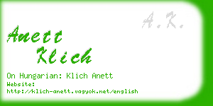anett klich business card